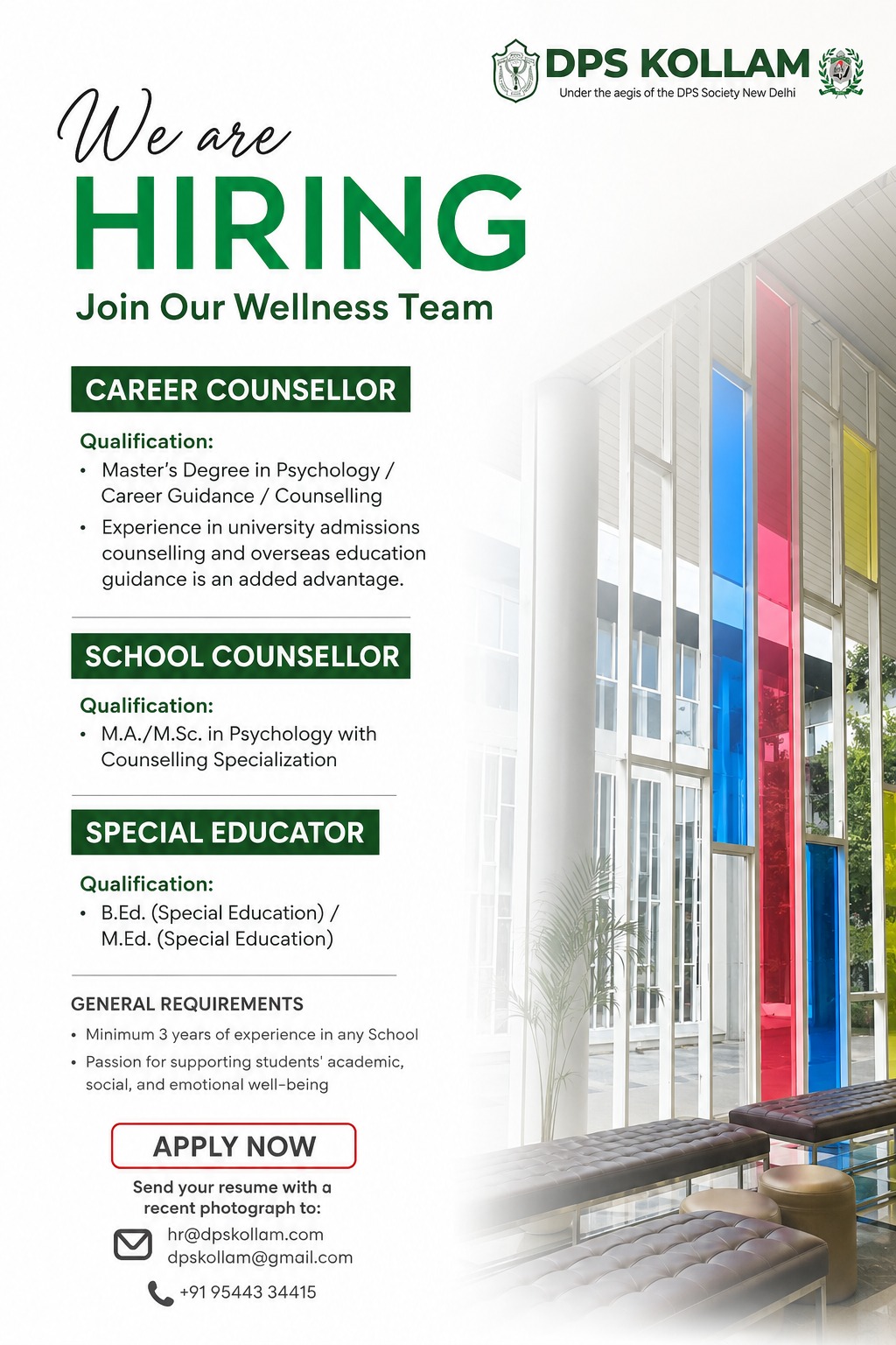 Career Counseller, School Counseller, Special Educator