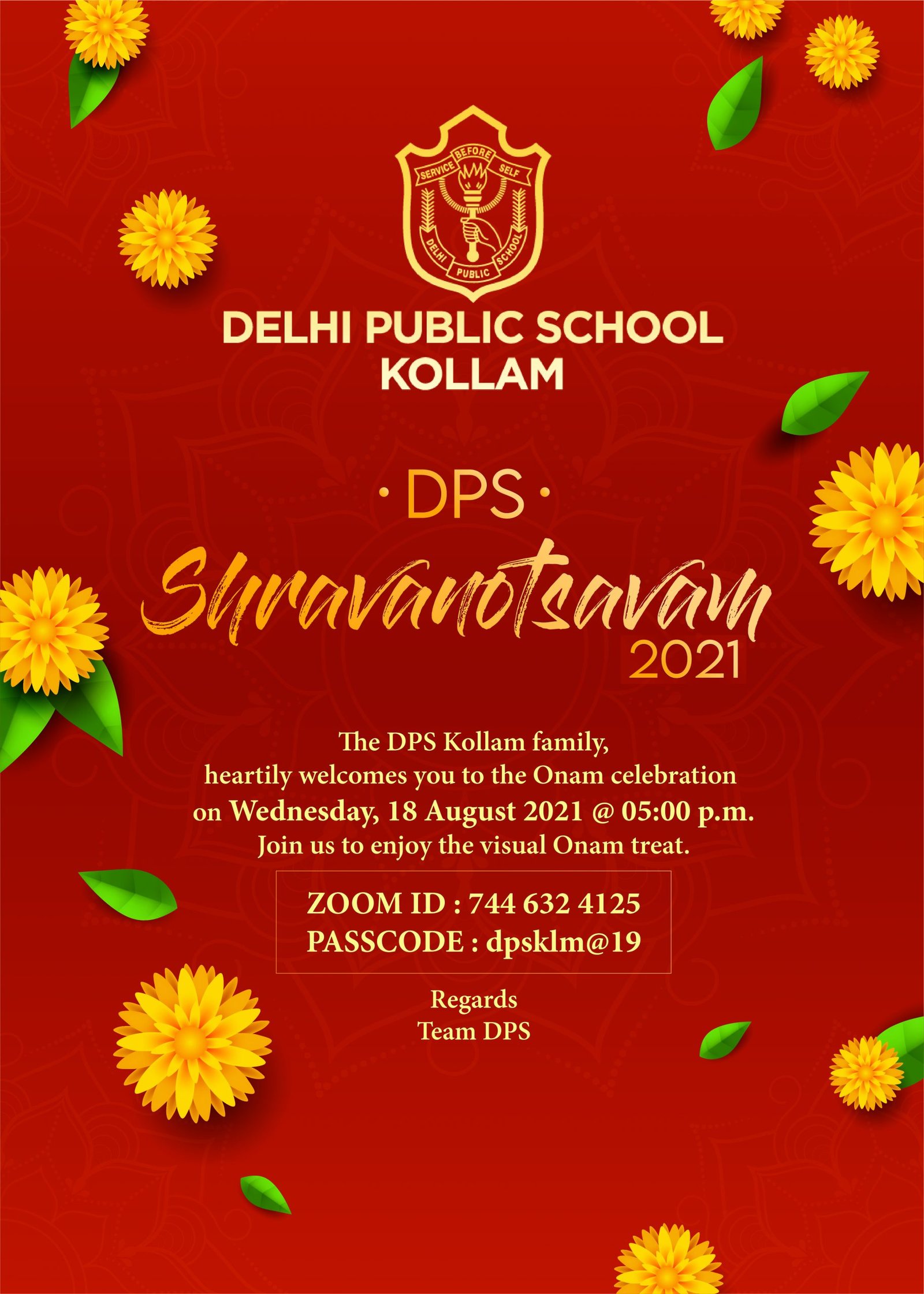 DPS Kollam Onam invitation 2021