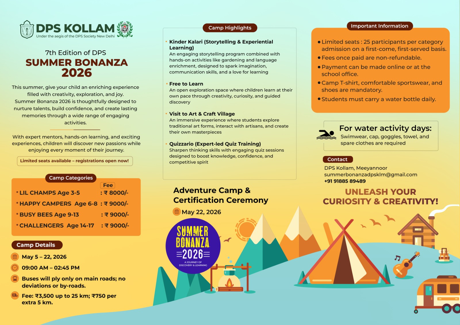 Summer Bonanza 2026 Brochure DPS Kollam